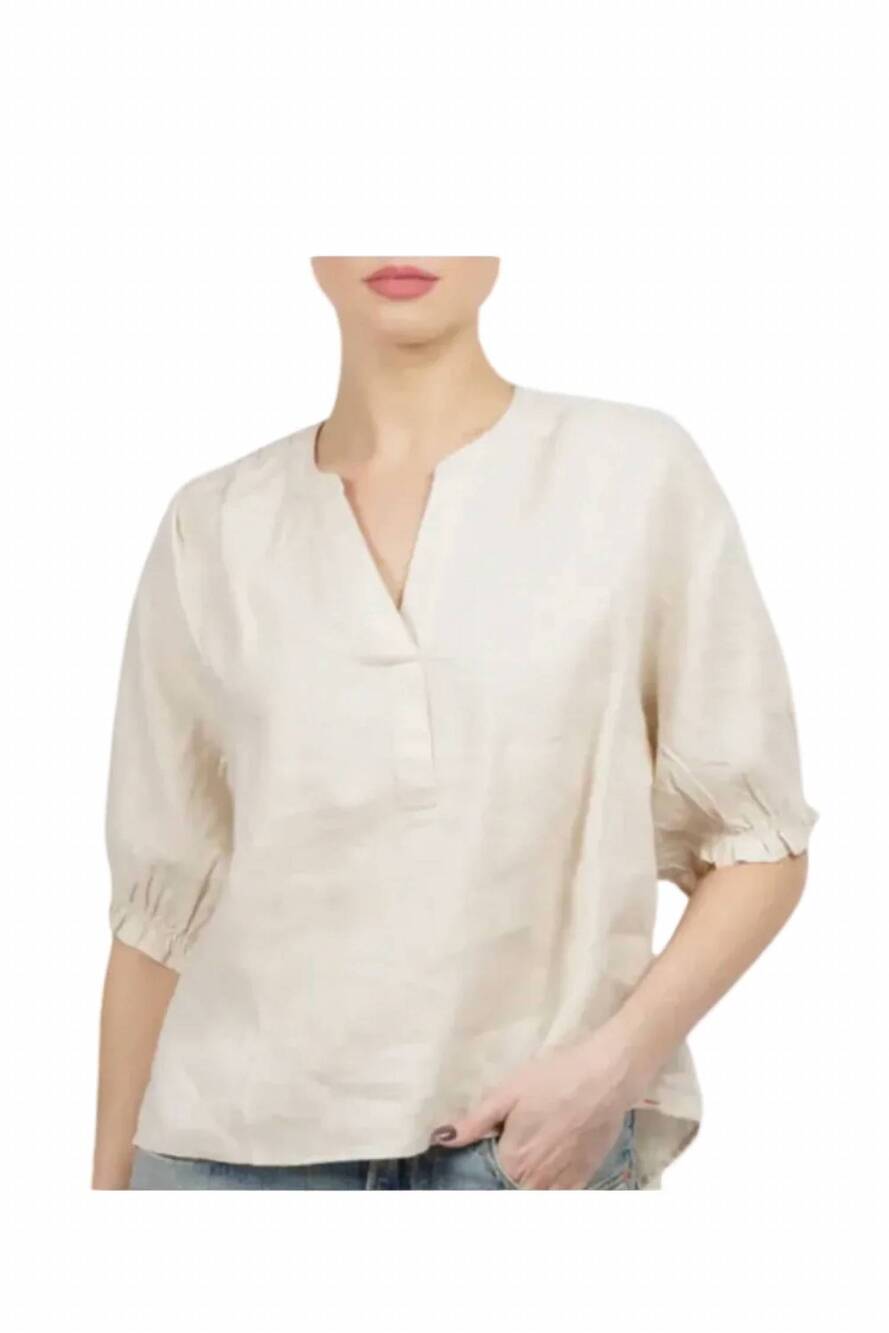 NEW XIRENA camila short sleeve top in winds linen